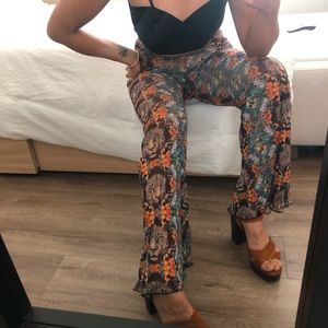 Wild one tiger print sheer mesh flare pants